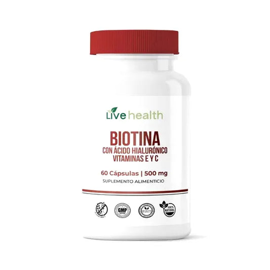 Biotina + Ácido Hialurónico + Vitaminas E y C – 60 cápsulas